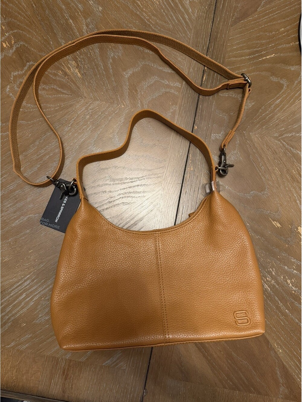 Spikes & Sparrow Brand Slouchy Leather Shoulder Hobo Bag in Honey Tan